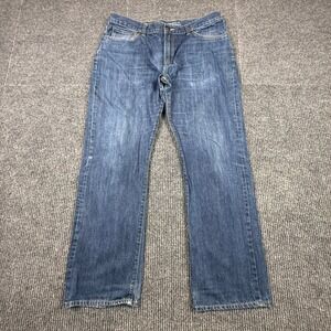 Gap Straight Fit Jeans Mens 36x32 Clean Blue Denim Medium Wash 100%Cotton 867233
